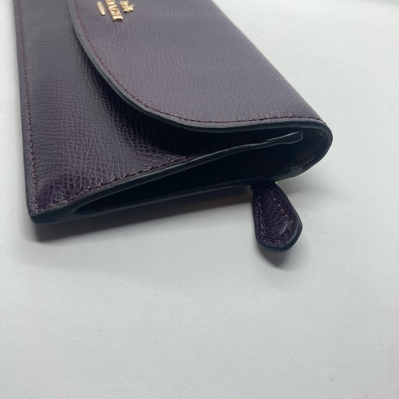 Coach Soft Wallet In Crossgrain Leather Dark Purple w Gold Hardware #F54008 - Picture 6 of 16